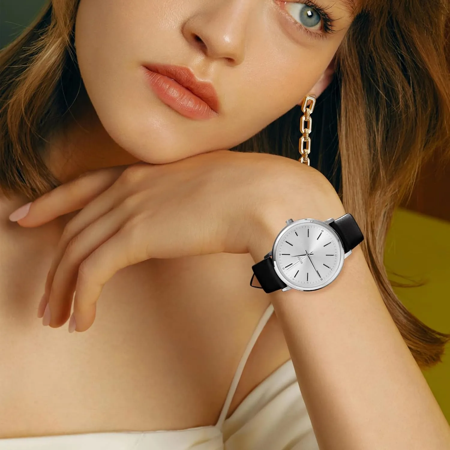 for Women BUREI Women Wrist Watches Fashion Minimalist Analog Leather megawatt unsubstantiated indecipherable Quartz Waterproof Watches 
