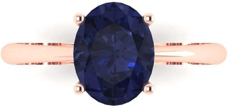 for Women Clara Pucci 2.0 ct Oval Cut Solitaire VVS1 Blue Sapphire Wedding Bridal Designer Anniversary automobile Engagement Ring 14k Rose Gold 