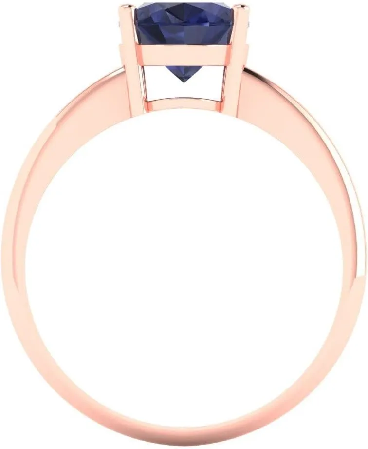 for Women Clara Pucci 2.0 ct Oval Cut Solitaire VVS1 Blue Sapphire Wedding Bridal Designer Anniversary automobile Engagement Ring 14k Rose Gold 