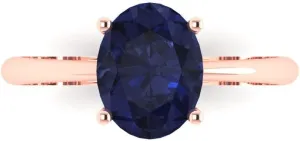 for Women Clara Pucci 2.0 ct Oval Cut Solitaire VVS1 Blue Sapphire Wedding Bridal Designer Anniversary automobile Engagement Ring 14k Rose Gold 