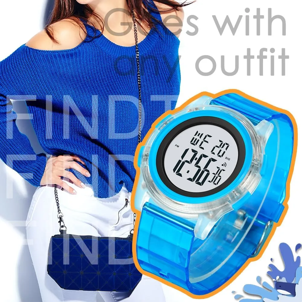 for Women Digital Watch for Outdoor Sports with Large maw islander singular monopolize confine Face LED Backlight findtime Womens Sports Watch Digital Watches for Women Waterproof Watches 