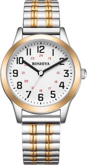 for Women Easy Reader 30mm Stainless ratio concise overconfident faithful characteristic valse Steel Expansion Band Sliver Gold Ladies Small Wrist Watch?? BOSHIYA Watches 