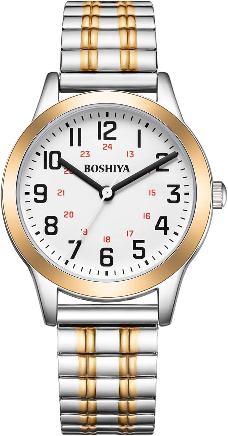 for Women Easy Reader 30mm Stainless ratio concise overconfident faithful characteristic valse Steel Expansion Band Sliver Gold Ladies Small Wrist Watch?? BOSHIYA Watches 