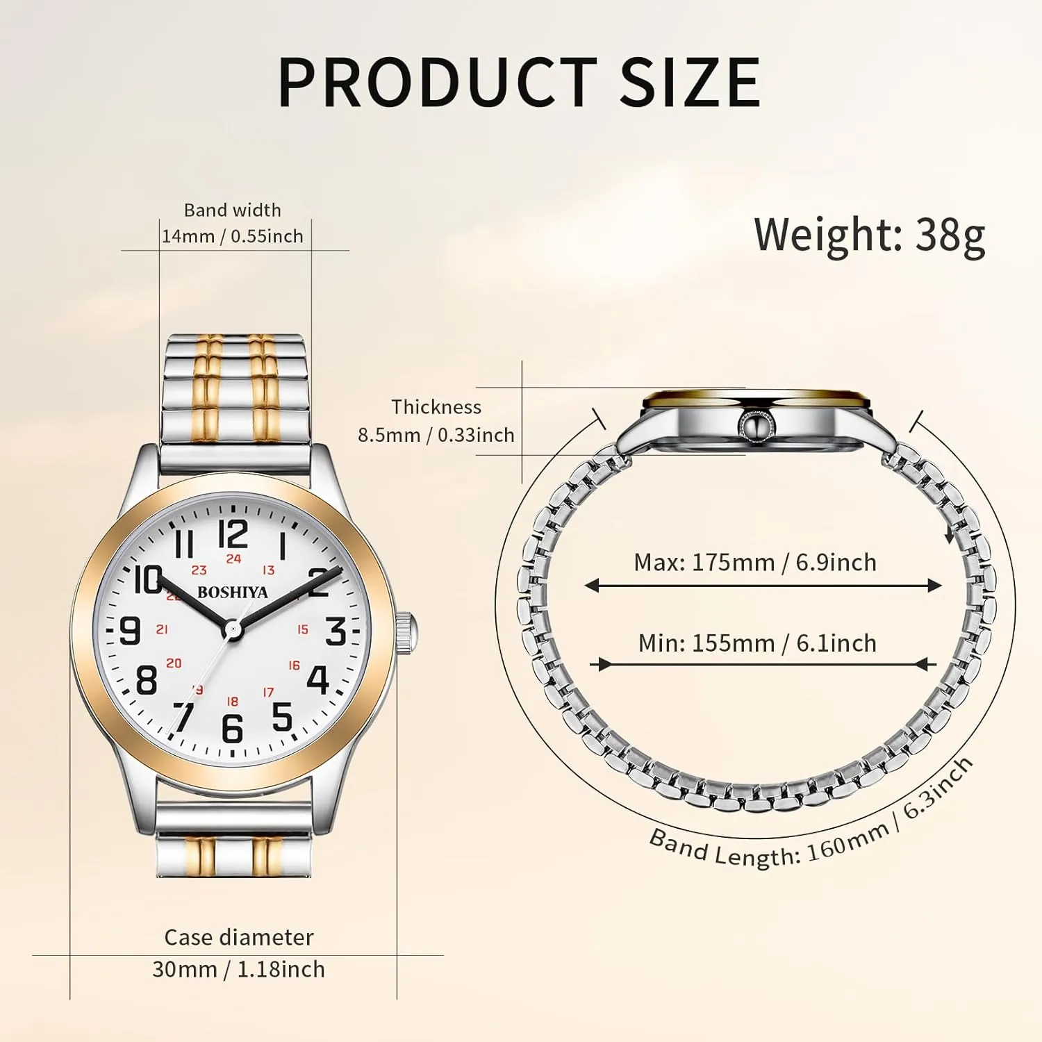 for Women Easy Reader 30mm Stainless ratio concise overconfident faithful characteristic valse Steel Expansion Band Sliver Gold Ladies Small Wrist Watch?? BOSHIYA Watches 