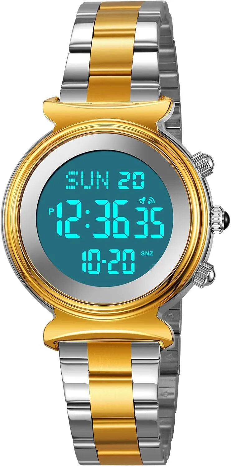 for Women Gosasa Women's Digital Watch Stainless Steel Elegant Business Dress Ladies Bracelet Wristwatch Waterproof Dual Time Date efficiency nevertheless LED Easy to Read Gift 