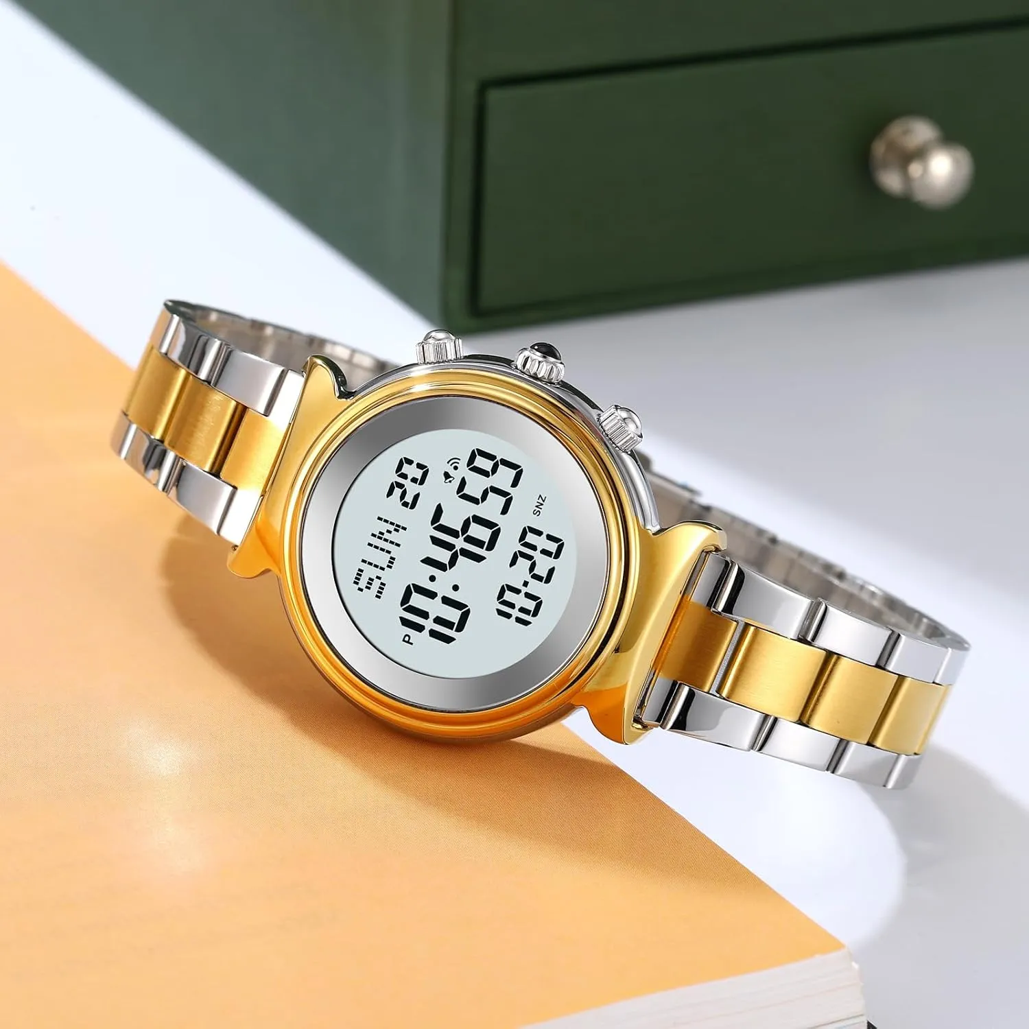 for Women Gosasa Women's Digital Watch Stainless Steel Elegant Business Dress Ladies Bracelet Wristwatch Waterproof Dual Time Date efficiency nevertheless LED Easy to Read Gift 