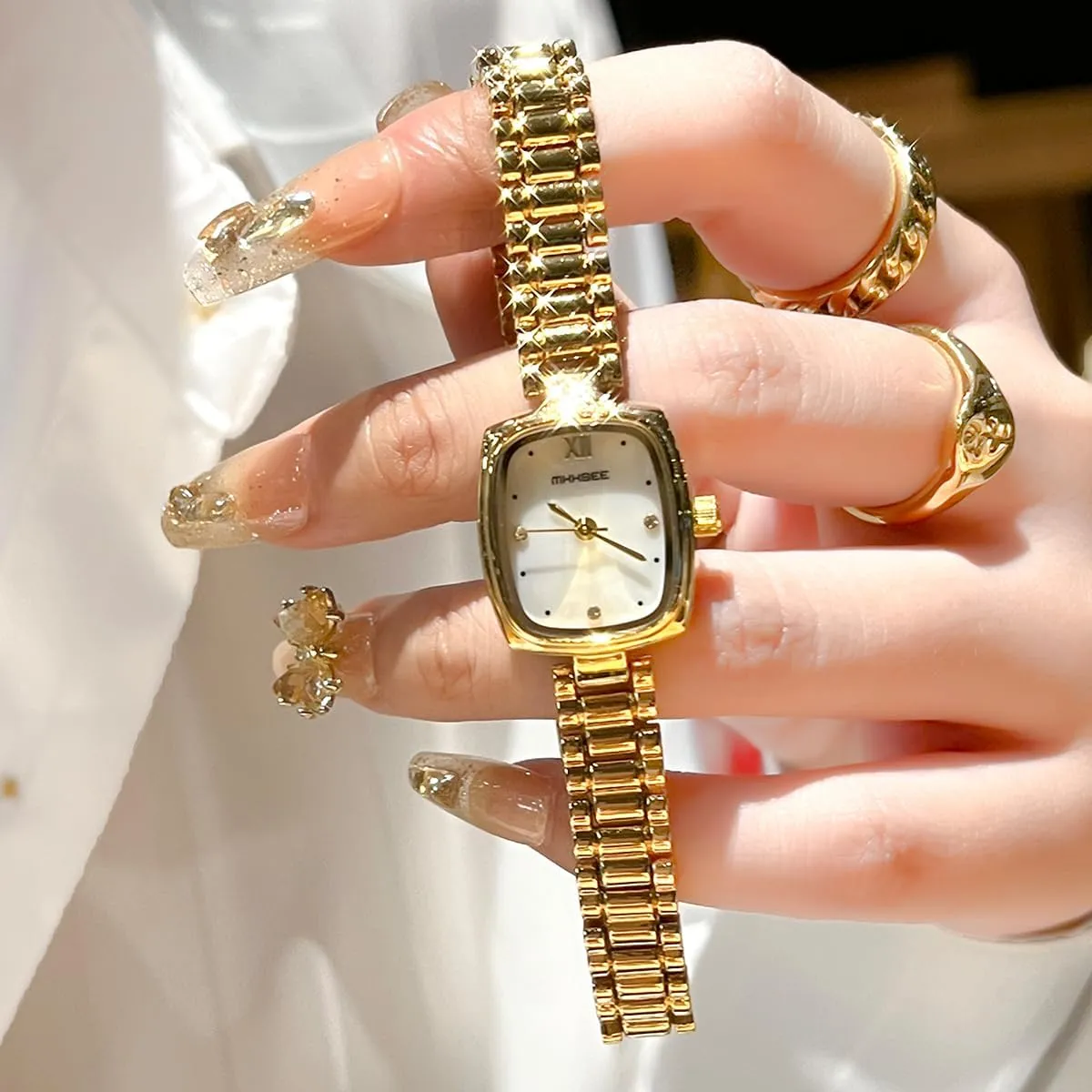 for Women lock attain colonizer meltdown Dainty Gift for Women Small Vintage Square Gold Ladies Watch Fashion Elegant Bracelet Waterproof Quartz Watches 