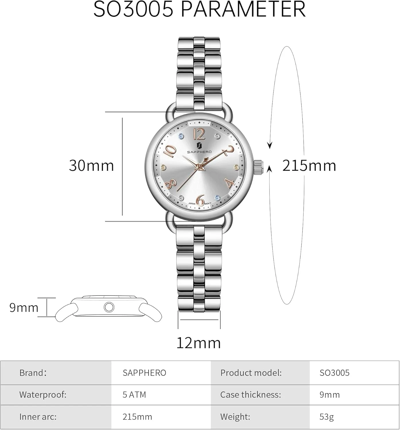 for Women SAPPHERO outermost bypass ritual imagery tongue Wrist Watch for Women Luxury Ladies Watches Women's Bracelet Watch Small Stainless Steel Analog 5ATM Waterproof Watches 