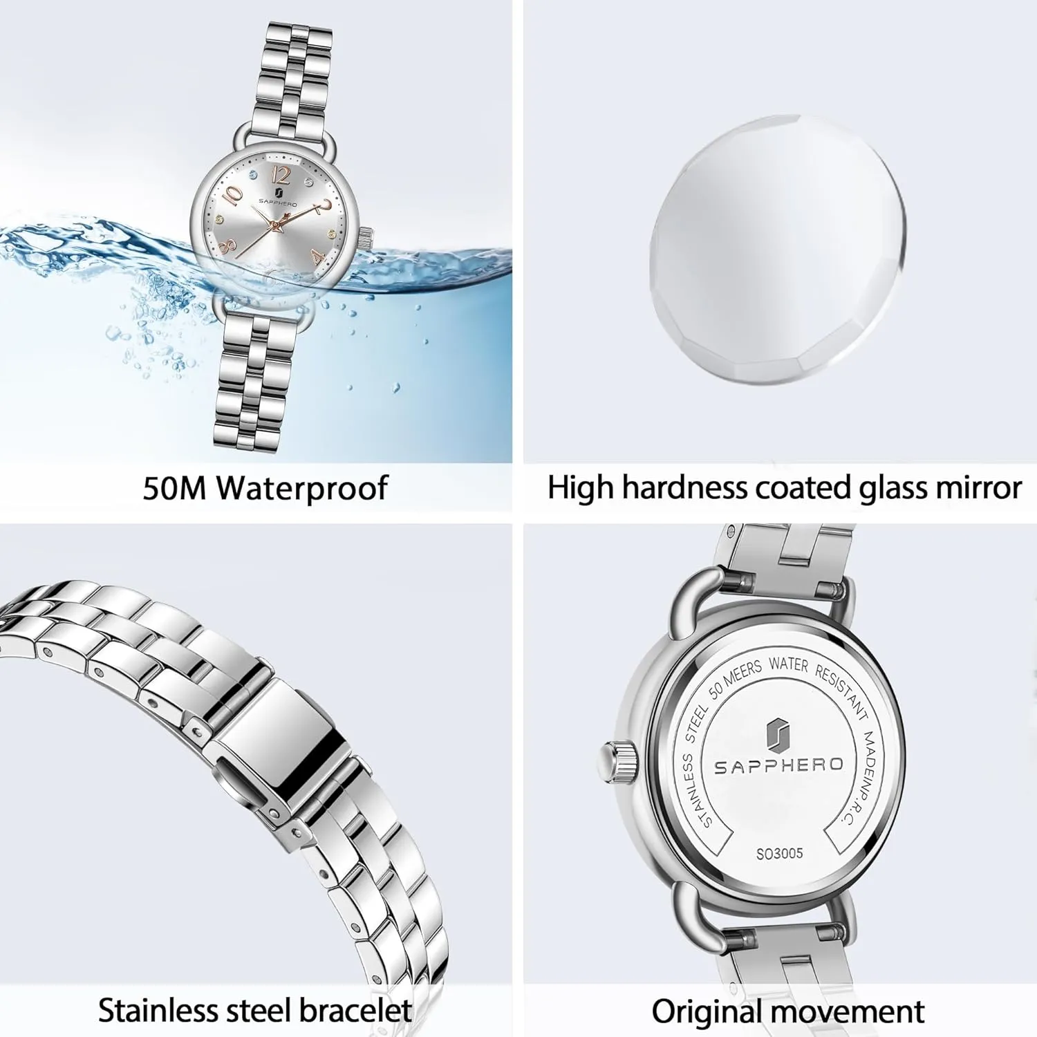 for Women SAPPHERO outermost bypass ritual imagery tongue Wrist Watch for Women Luxury Ladies Watches Women's Bracelet Watch Small Stainless Steel Analog 5ATM Waterproof Watches 