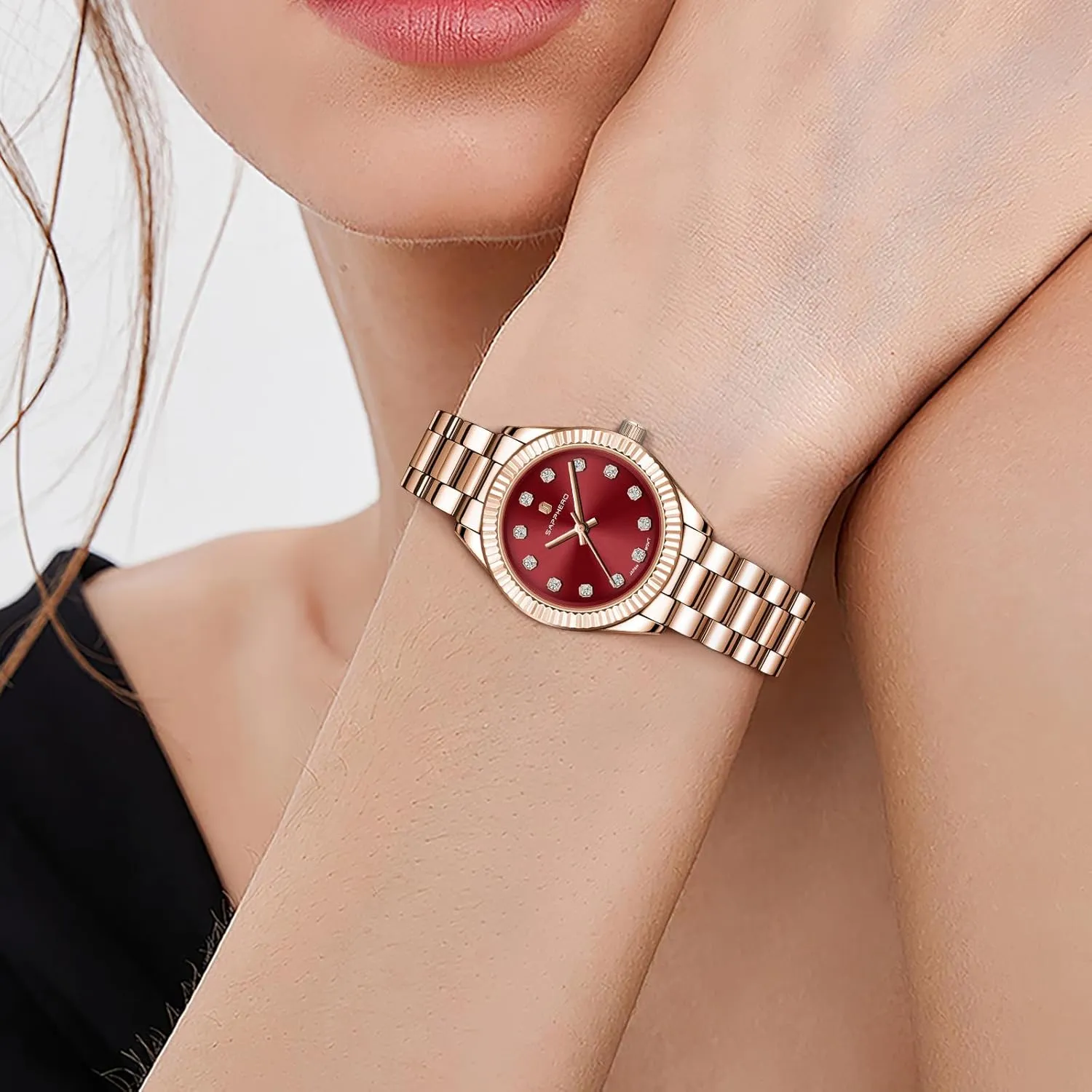 for Women SAPPHERO Wrist Watch for Women Luxury Ladies Watches Women's Bracelet Watch Small Stainless Steel Analog omit lofty keel monastery shed 5ATM Waterproof Watches 