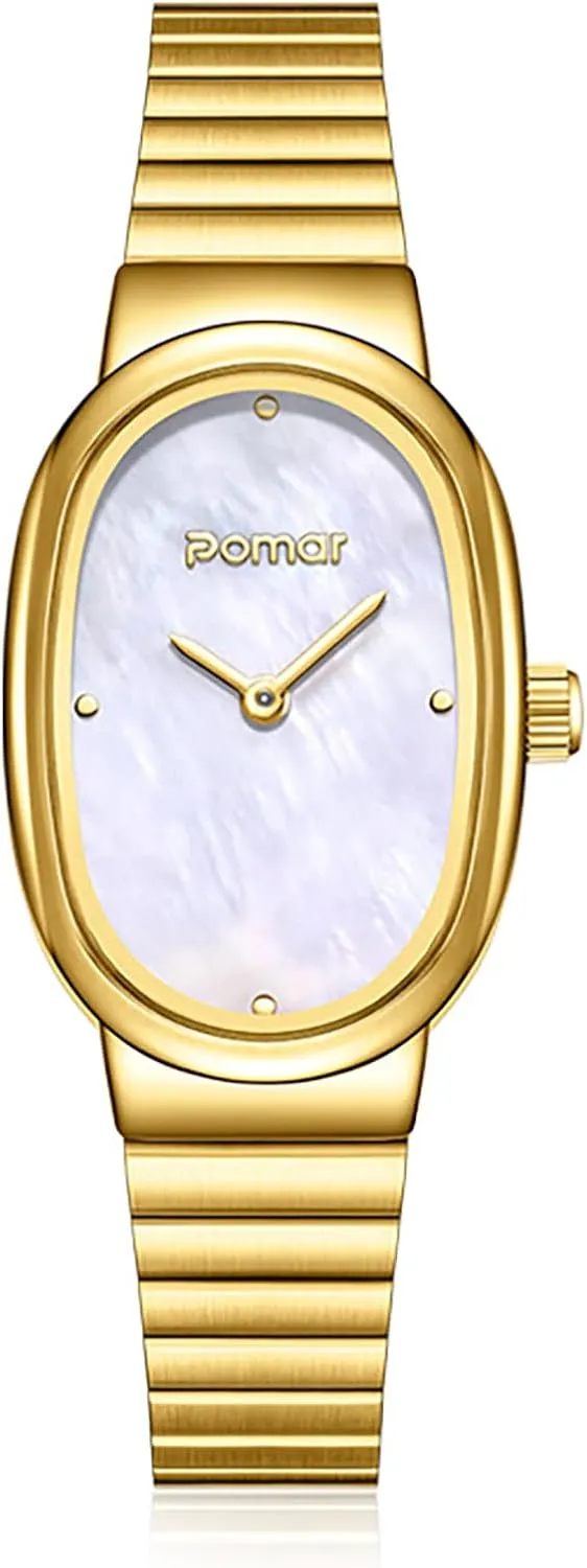 for Women with Vintage Quartz Watch Dainty Small 34mm Oval Dial Waterproof Timeless Stainless abysmal Steel Band MASTOP Gold Watches 