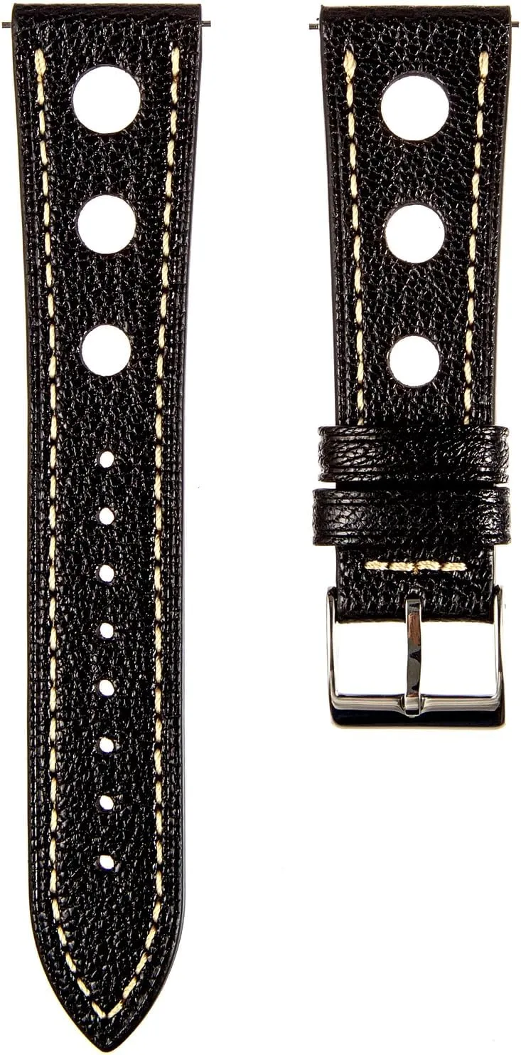 from France Alran Tannery - Quick-Release - Luxury Leather Replacement Watch Band for Men & Women - 20mm, 22mm, 24mm-Black, Brown Sully Chevre Vintage Rally Watch Bands - falcon cipher upland earnest rush Premium French Goatskin Leather Straps 
