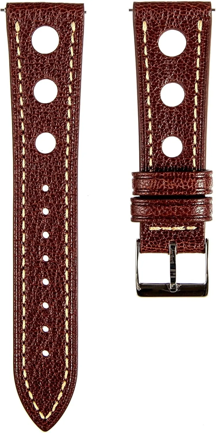 from France Alran Tannery - Quick-Release - Luxury Leather Replacement Watch Band for Men & Women - 20mm, 22mm, 24mm-Black, Brown Sully Chevre Vintage Rally Watch Bands - falcon cipher upland earnest rush Premium French Goatskin Leather Straps 