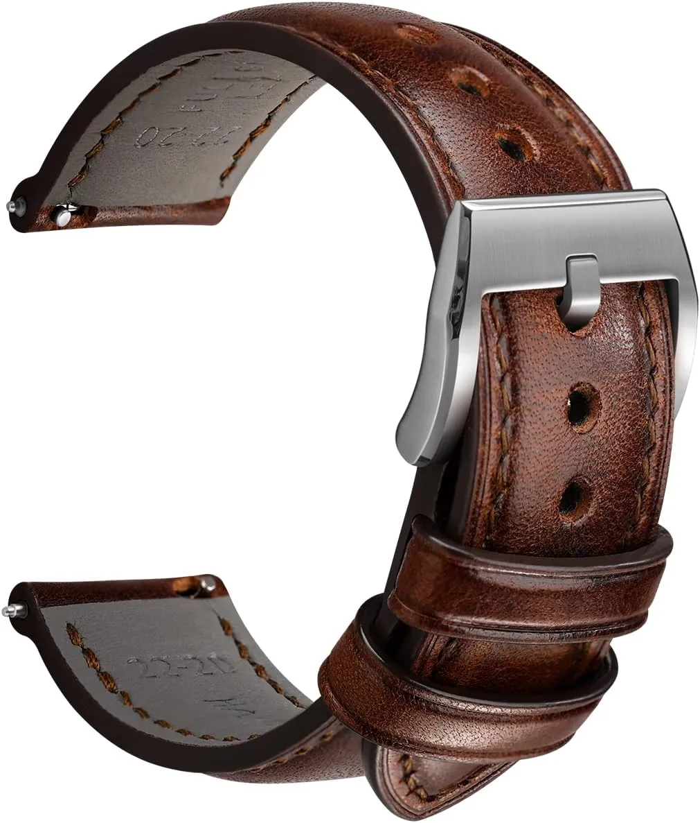 Full-Grain Vegetable-Tanned Leather buckle Watch Bracelets, Sturdy & Wear-Resistant, Watch Band Replacements for Men 19/20/21/22/24mm REZERO Leather Watch Bands, Handmade Quick Release Watch Straps, Luxury 