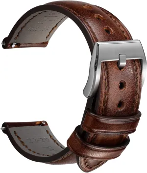 Full-Grain Vegetable-Tanned Leather buckle Watch Bracelets, Sturdy & Wear-Resistant, Watch Band Replacements for Men 19/20/21/22/24mm REZERO Leather Watch Bands, Handmade Quick Release Watch Straps, Luxury 