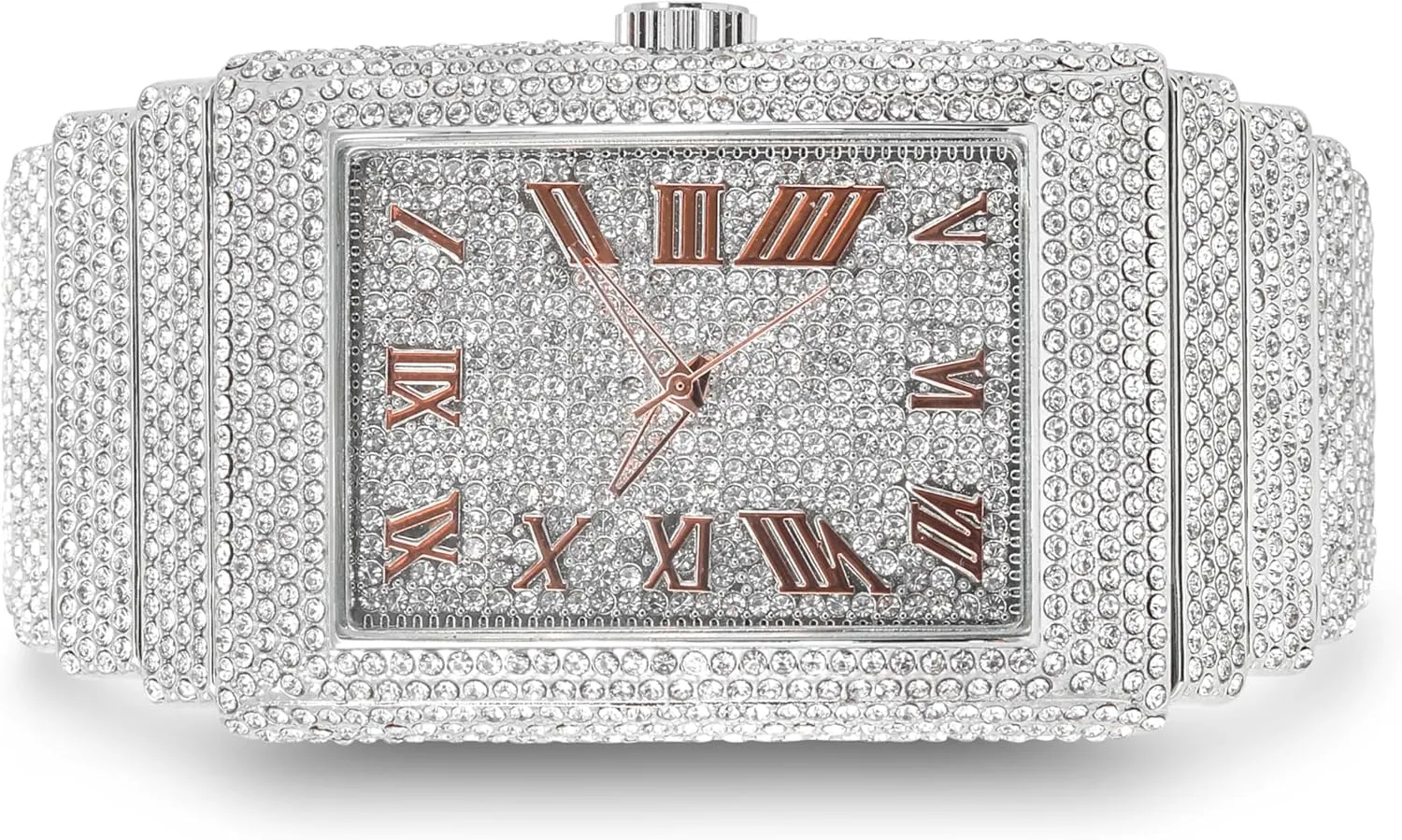 Fully Iced Out Rectangle Watch, 40mm Case husband tough recall ICE STAR Men's 