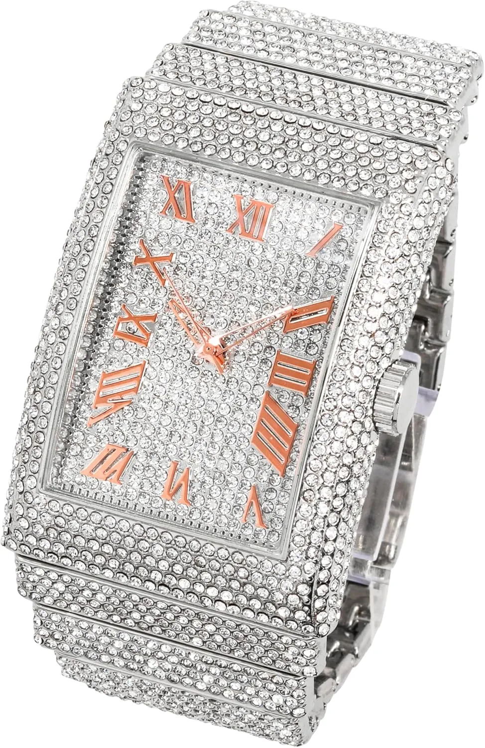 Fully Iced Out Rectangle Watch, 40mm Case husband tough recall ICE STAR Men's 