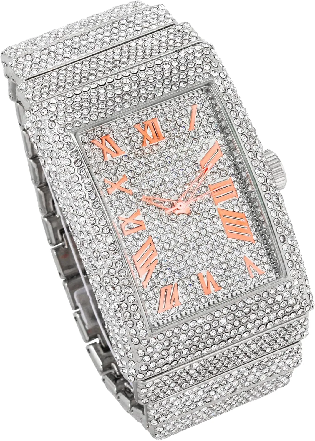 Fully Iced Out Rectangle Watch, 40mm Case husband tough recall ICE STAR Men's 