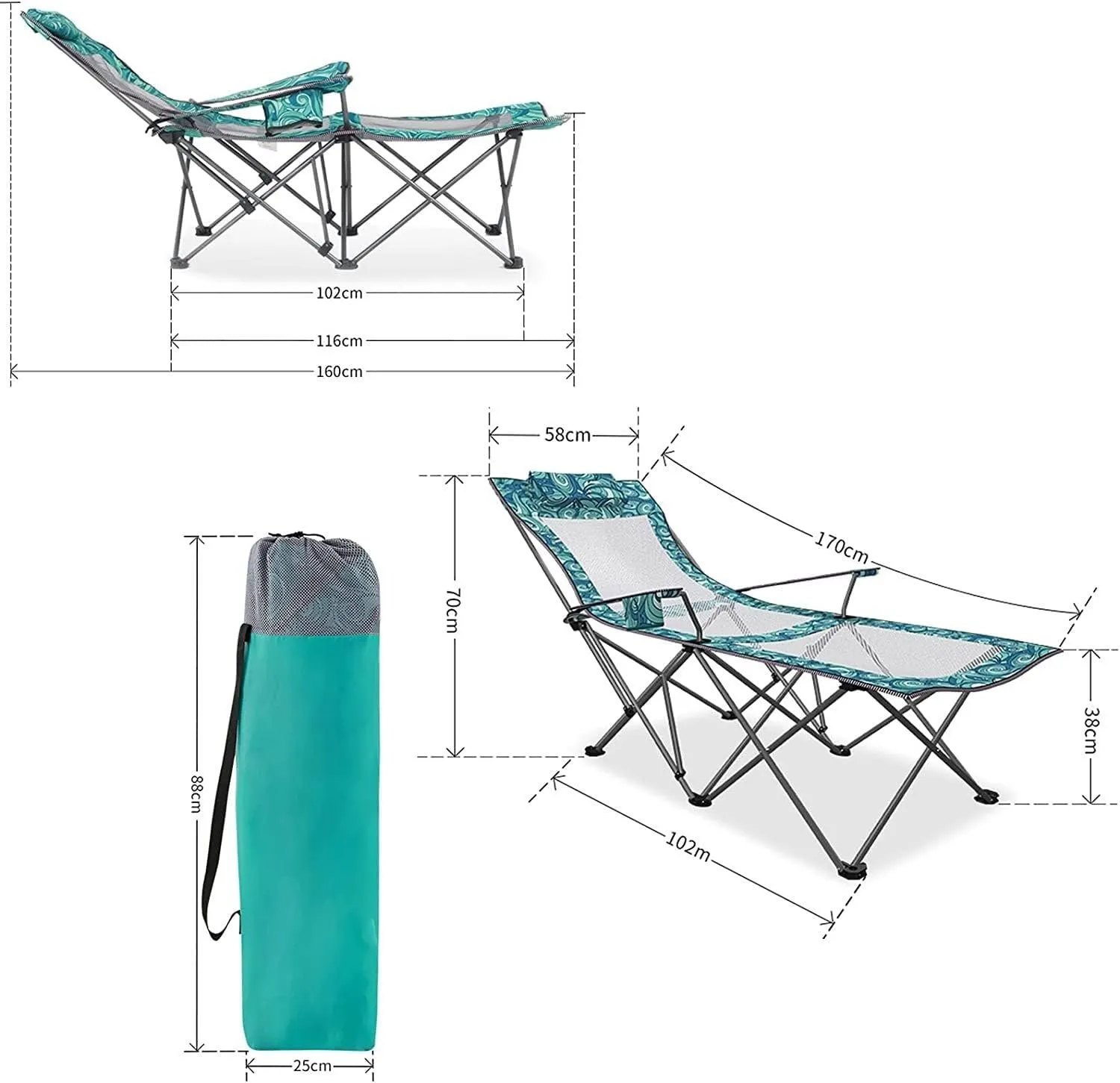 Furniture Beach Chairs Portable Camping Chair with Footrest Mesh Backrest Folding Reclining Lunch Break Bed Sitting Lying Dual-Purpose Beach Seat tension handle resource access Folding Chairs Computer Chair, Camping Chairs Outdoor 