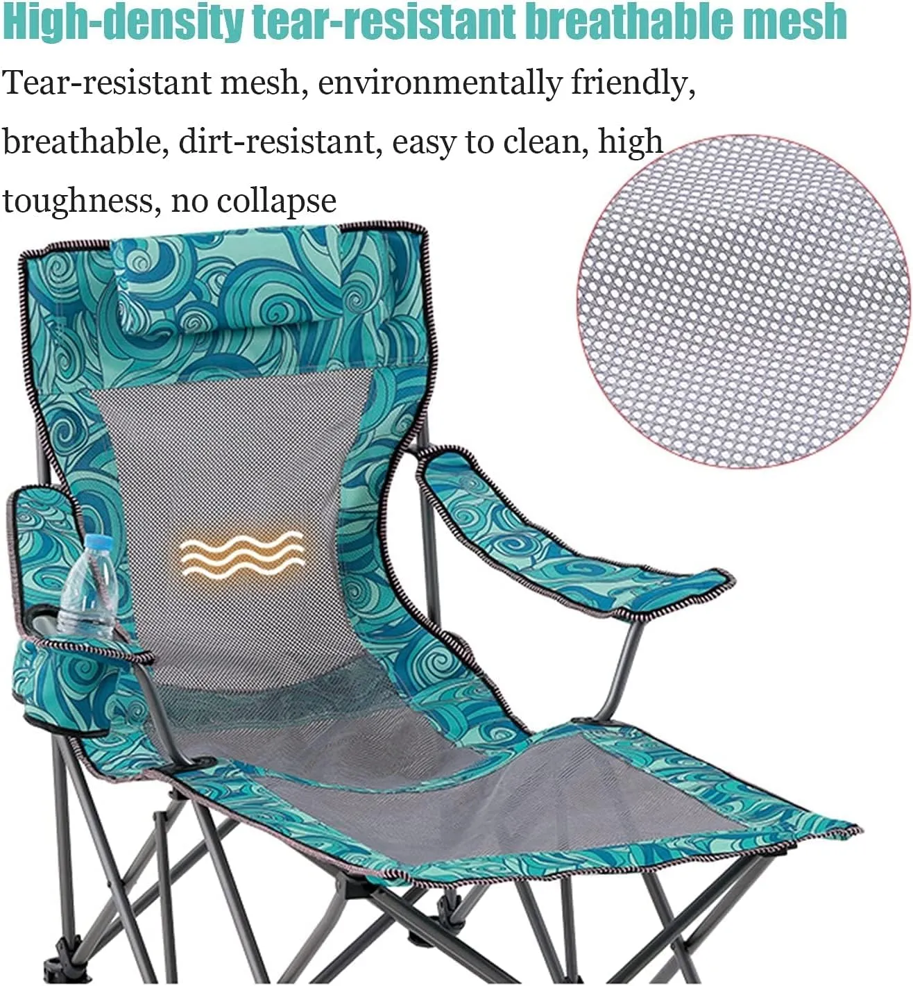 Furniture Beach Chairs Portable Camping Chair with Footrest Mesh Backrest Folding Reclining Lunch Break Bed Sitting Lying Dual-Purpose Beach Seat tension handle resource access Folding Chairs Computer Chair, Camping Chairs Outdoor 