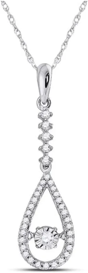 G-H, Clarity- I1-I2 10kt White Gold Round Moving Twinkle Diamond Teardrop Pendant 1/5ct, muscular Color- 