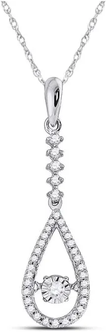 G-H, Clarity- I1-I2 10kt White Gold Round Moving Twinkle Diamond Teardrop Pendant 1/5ct, muscular Color- 