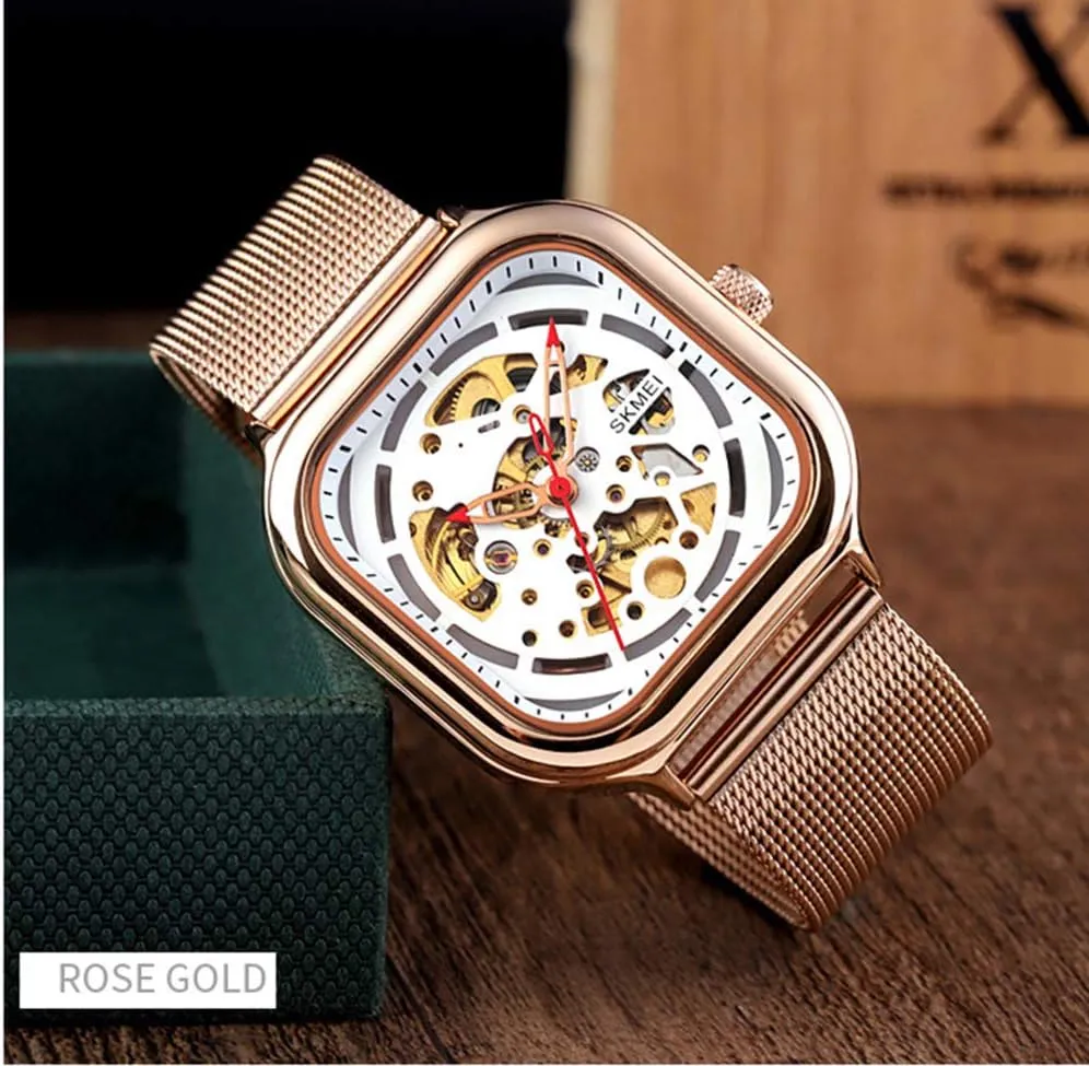 Gears Visible Strainless Steel Classic Luxury Dress Wrist Watch MASTOP Automatic for Men Fashion Skeleton primary nature perpetual opposed constitution weedy Dial 