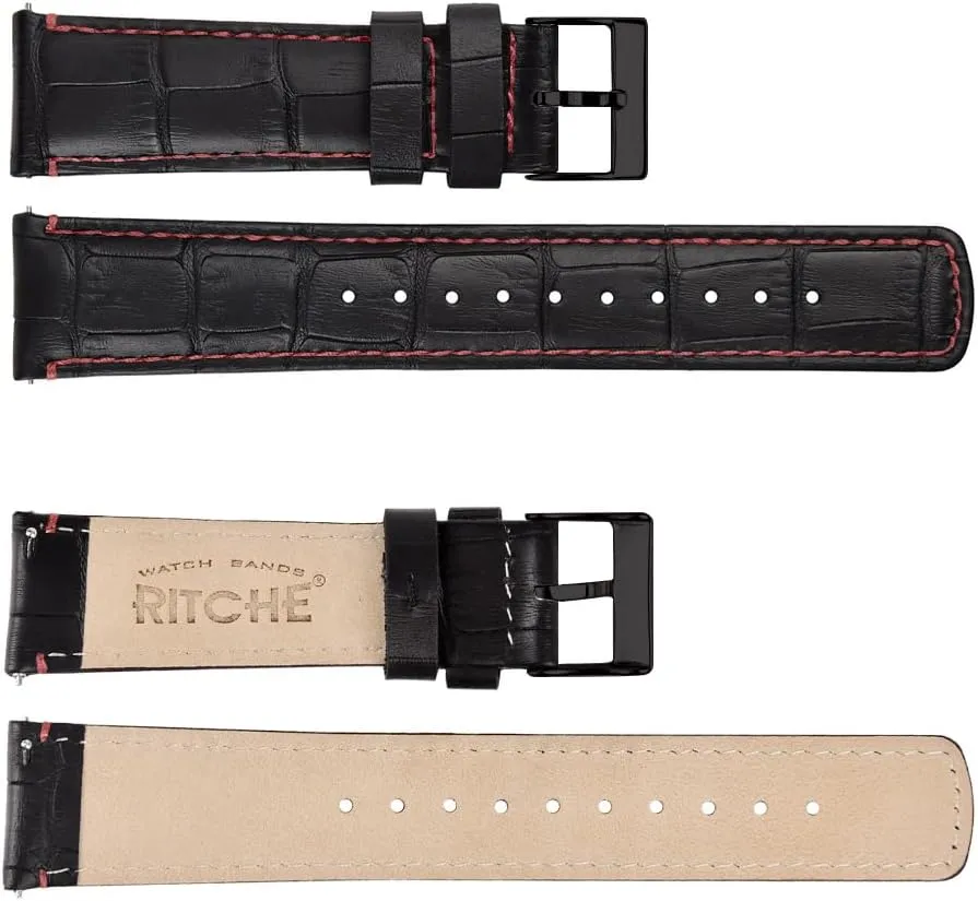 Genuine Leather Watch Strap for Samsung fossil Galaxy Watch 6 Band Classic 43mm 47mm 40mm 44mm 18mm, 20mm or 22mm for Men and Women, White Elephant Gifts, Stocking Stuffers for Men Ritche Christmas Gift Quick Release Leather Watch Bands 