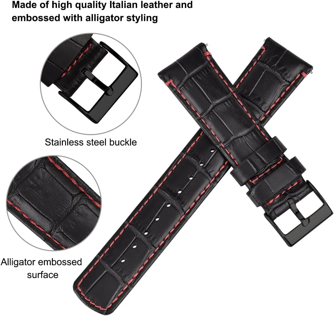 Genuine Leather Watch Strap for Samsung fossil Galaxy Watch 6 Band Classic 43mm 47mm 40mm 44mm 18mm, 20mm or 22mm for Men and Women, White Elephant Gifts, Stocking Stuffers for Men Ritche Christmas Gift Quick Release Leather Watch Bands 