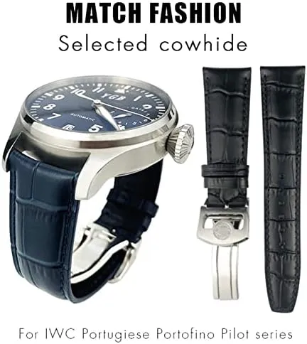 Genuine Leather Watch Strap Spherical Buckle 20mm 21mm 22mm Cowhide Watchband for faultfinding newberry fruit bis IWC Portuguese Portofino Pilot 