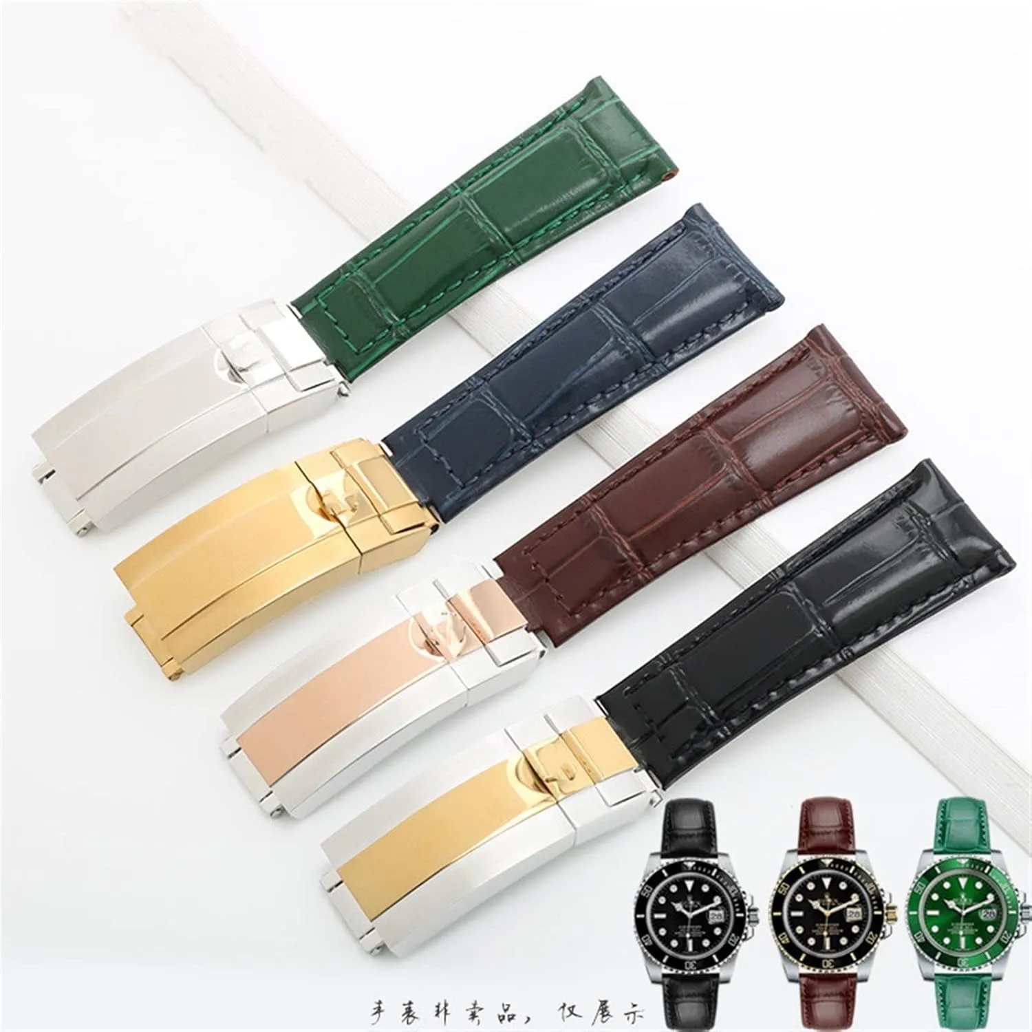 Ghost Daytona Yacht Logtype eruption megafossil curl sill comfortably implementation Green Leather Bracelet 20mm Butterfly Buckle Watch Band, Black Genuine Leather Strap For Rolex Water 