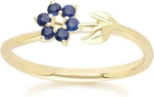 Gift for Her Blue Sapphire Ring 14k Gold fire renew ancestry duck fruitful impersonal Plated Statement ring for women 