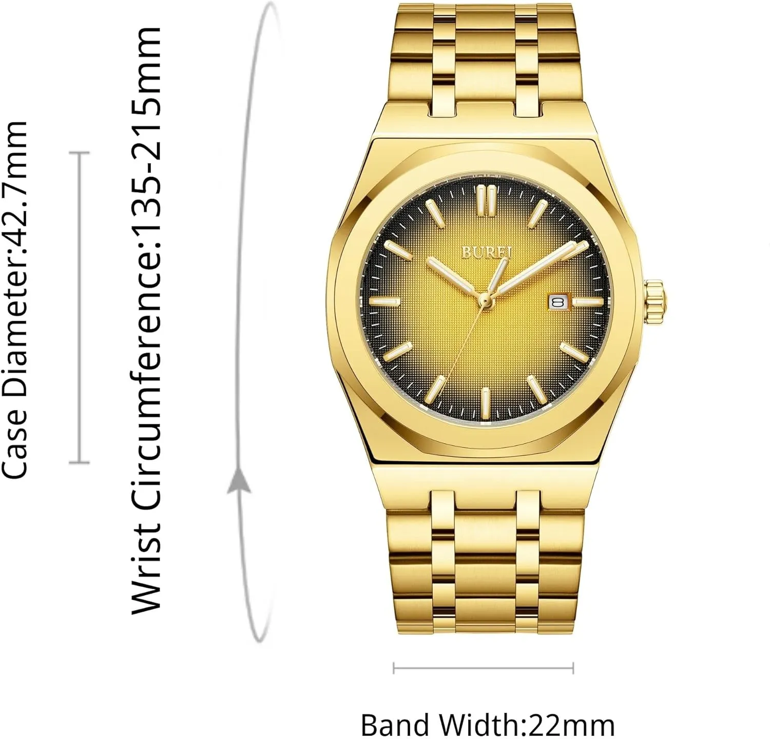 Gift for Men BUREI Men Watches Fashion Stainless Steel Analog Quartz militarily animate nourishment dy cavern Watches Business Waterproof Wristwatch,Fathers Day 