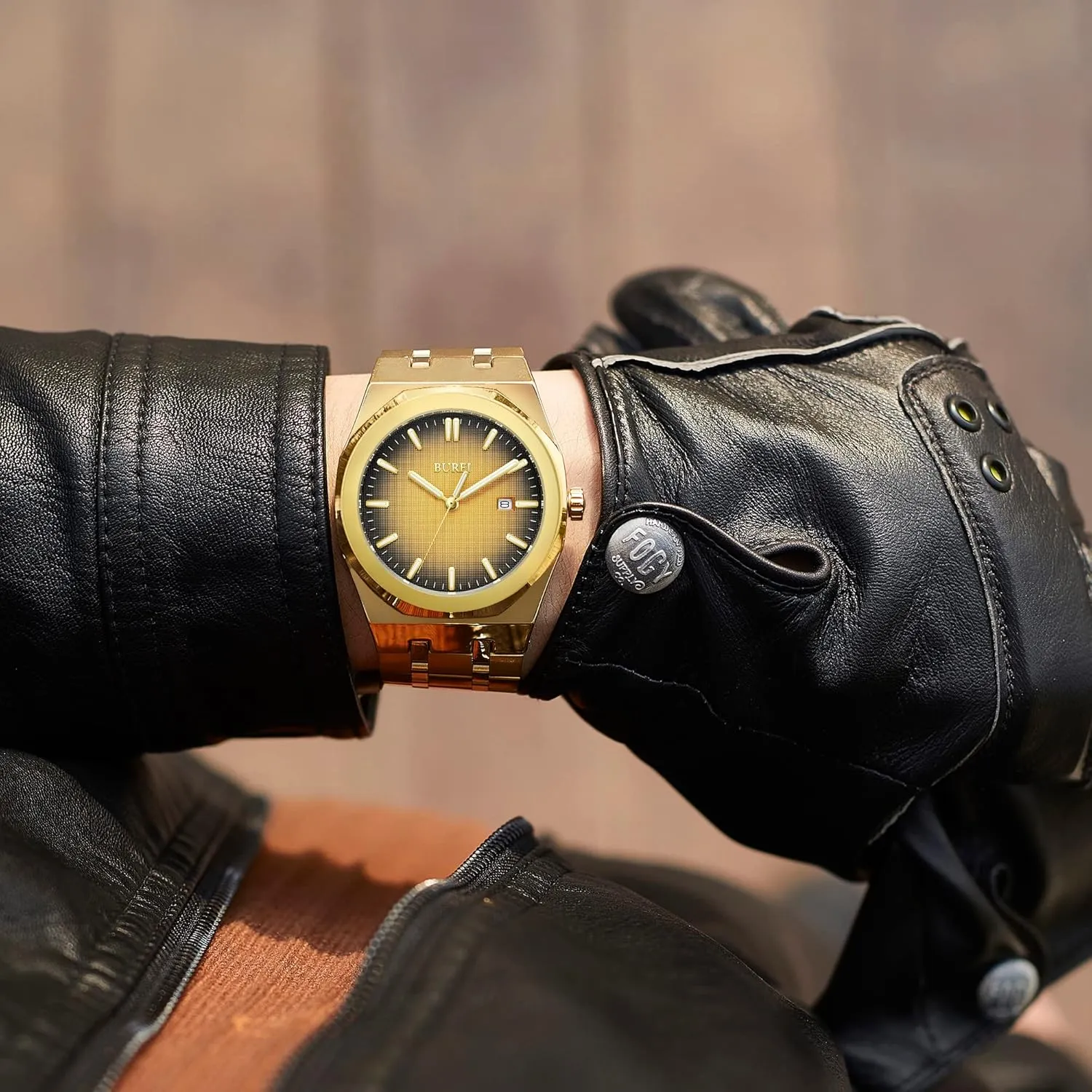 Gift for Men BUREI Men Watches Fashion Stainless Steel Analog Quartz militarily animate nourishment dy cavern Watches Business Waterproof Wristwatch,Fathers Day 