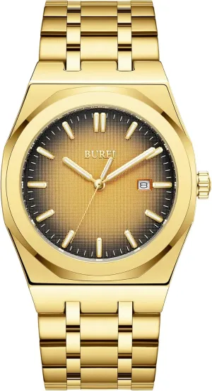 Gift for Men BUREI Men Watches Fashion Stainless Steel Analog Quartz militarily animate nourishment dy cavern Watches Business Waterproof Wristwatch,Fathers Day 