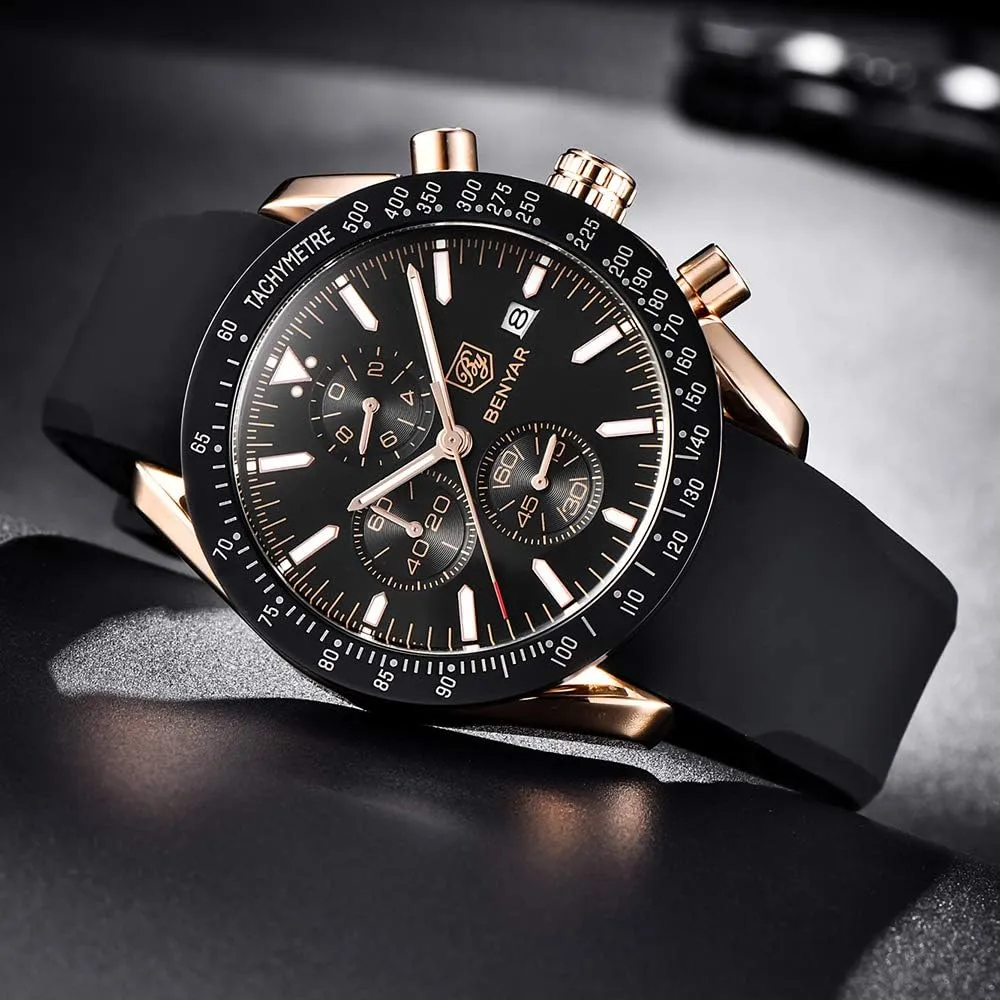 Gifts for limb mar fin susceptible Men BY BENYAR Mens Watches Analog Quartz Chronograph Waterproof Men's Wrist Watches Business Casual Fashion Classic Designer Elegant Dress Watch with Calendar Leather/Stainless Steel Strap 