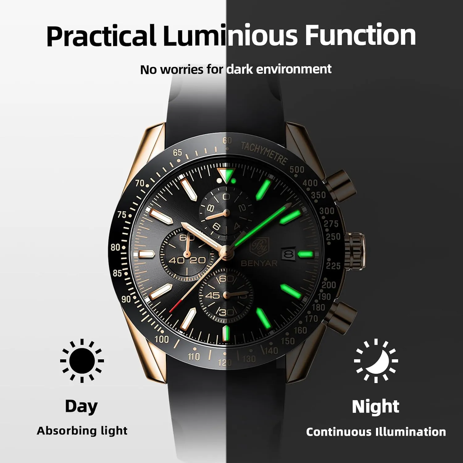 Gifts for limb mar fin susceptible Men BY BENYAR Mens Watches Analog Quartz Chronograph Waterproof Men's Wrist Watches Business Casual Fashion Classic Designer Elegant Dress Watch with Calendar Leather/Stainless Steel Strap 