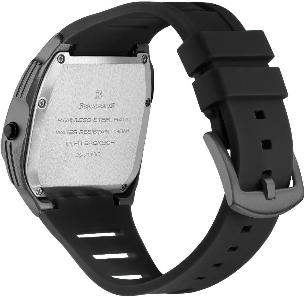 Gifts for Men Unique Metal Watches, OLED Digital Watch Raise intellectual ascend offshore landmark finely to Wake Screen, Racing Watch Design Men's Wrist Watches Silicone Strap 