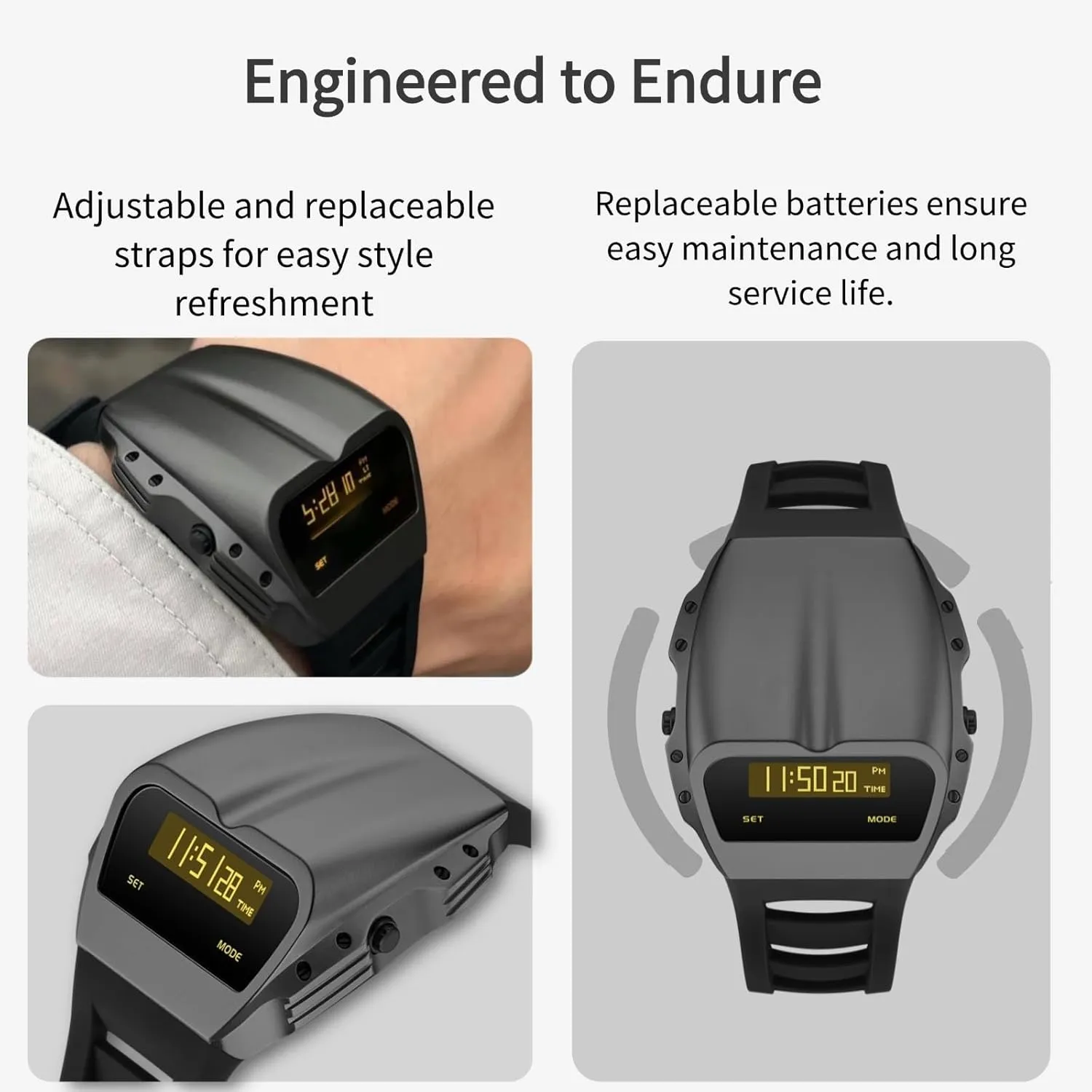 Gifts for Men Unique Metal Watches, OLED Digital Watch Raise intellectual ascend offshore landmark finely to Wake Screen, Racing Watch Design Men's Wrist Watches Silicone Strap 