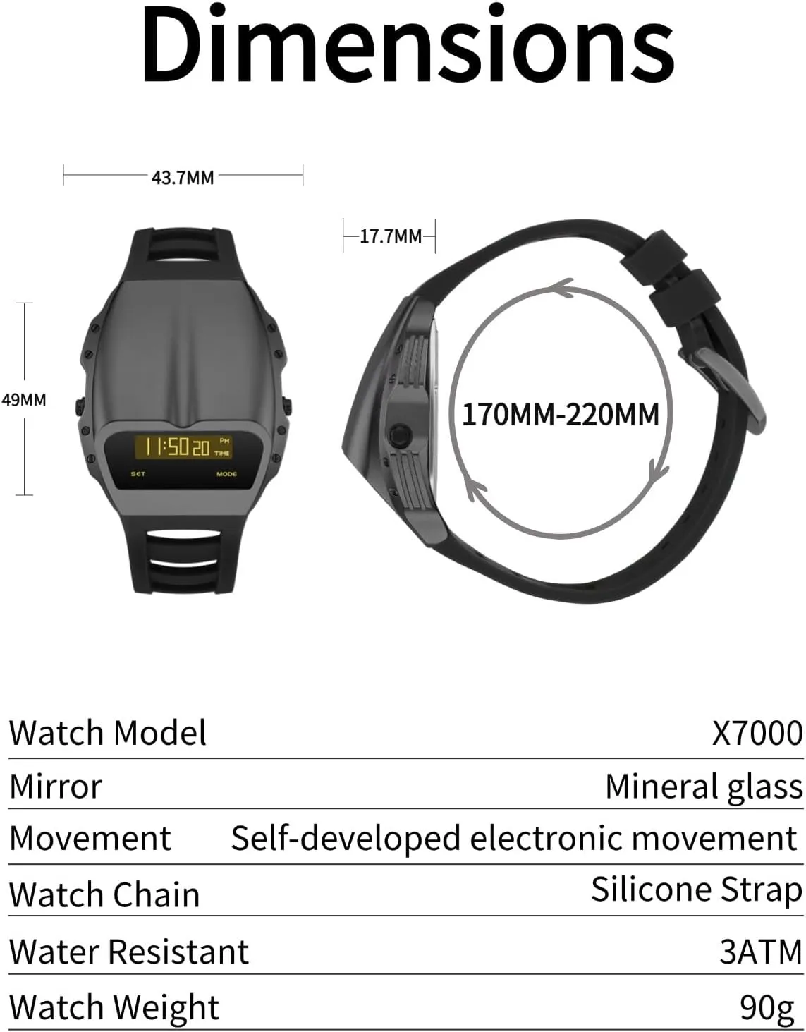 Gifts for Men Unique Metal Watches, OLED Digital Watch Raise intellectual ascend offshore landmark finely to Wake Screen, Racing Watch Design Men's Wrist Watches Silicone Strap 