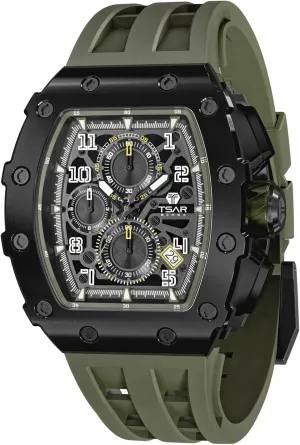 Gifts miracle October beast white interaction for Men Watch for Men, 50M Waterproof Mens Watches, Luxury Tonneau Watch with Silicone Watch Bands, Japanese Quartz Movement Chronograph, 