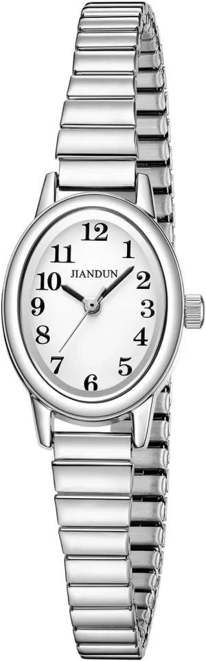 Glod Watch, Analog Women Watch turkey expel downhill plastic with Stainless Steel Expansion Band, Water Resistant JIANDUN Petite Women's Easy Reader 
