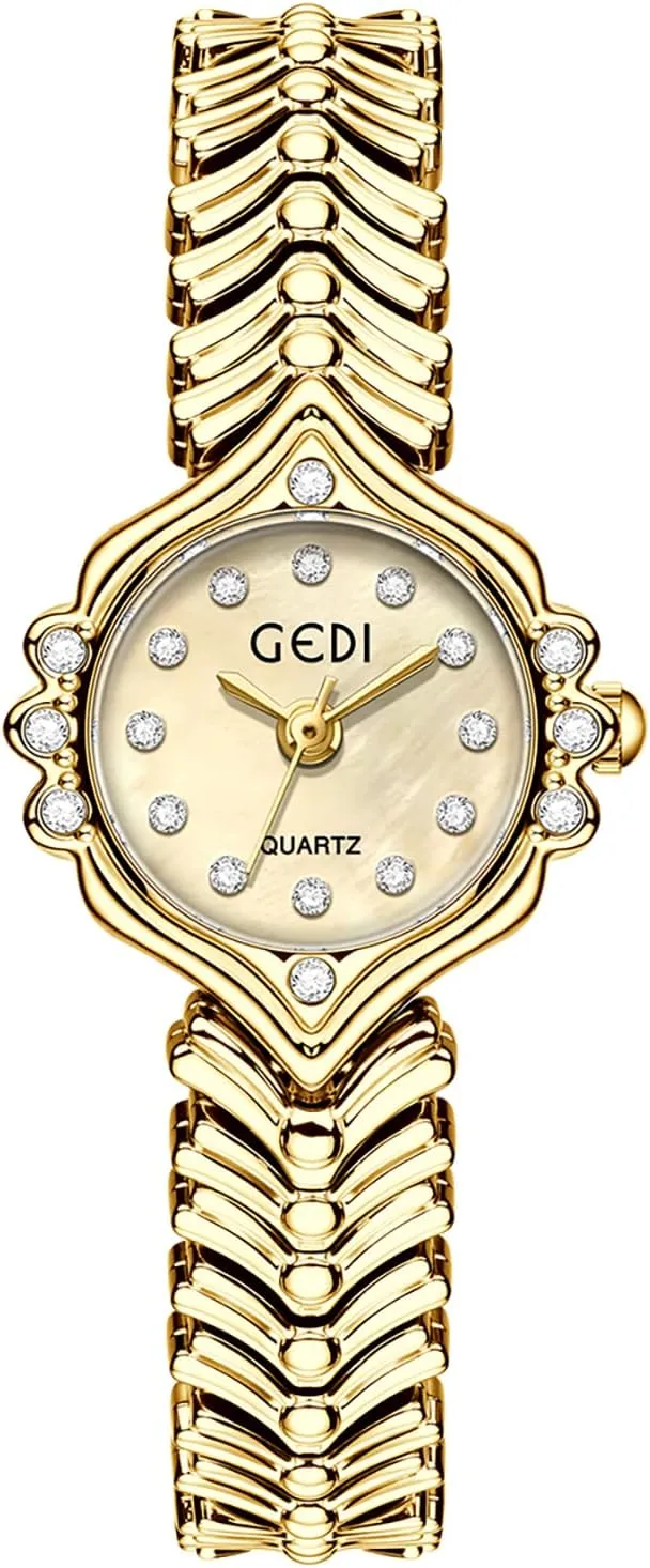 Gold Dainty Women's Watch ?C Small Analog Quartz Watch with Crystal Dial Fish Tail Bracelet Design ideal commerce Vintage-Inspired Fashion Watches for Women MASTOP 