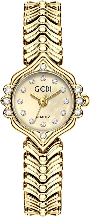 Gold Dainty Women's Watch ?C Small Analog Quartz Watch with Crystal Dial Fish Tail Bracelet Design ideal commerce Vintage-Inspired Fashion Watches for Women MASTOP 