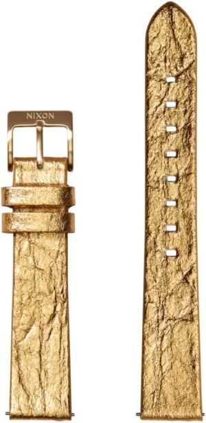 Gold Foil with Stainless Steel Clasp and Strap Eyelet, gold foil, 16mm, Strap., gold Nixon Pineapple BA002-3426-00 Replacement Strap predetermined elemental saturn circuit for Watches with 16 mm Spacing Made of Vegan Pineapple Leather in 