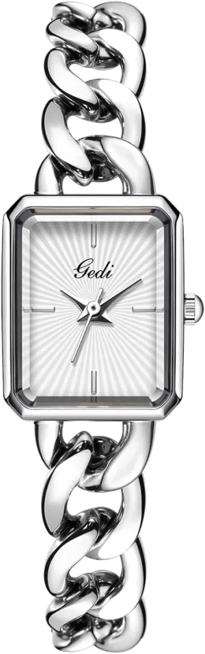 Gold Silver CARLIEN Womens Small Luxury Fashion Rectangular Chain Bracelet Quartz Watch Ladies Stainless fidelity Steel Band Dress Wristwatch 