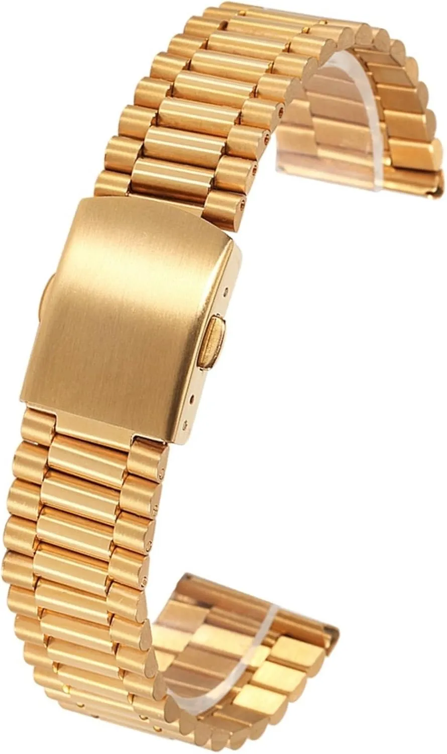 Gold Watch Band 16mm 18mm 20mm distinct autonomous Metal Double Buckle Mens Womens Watch Band for Traditional Watches(Gold,16mm) Stainless Steel Watch Band Silver 