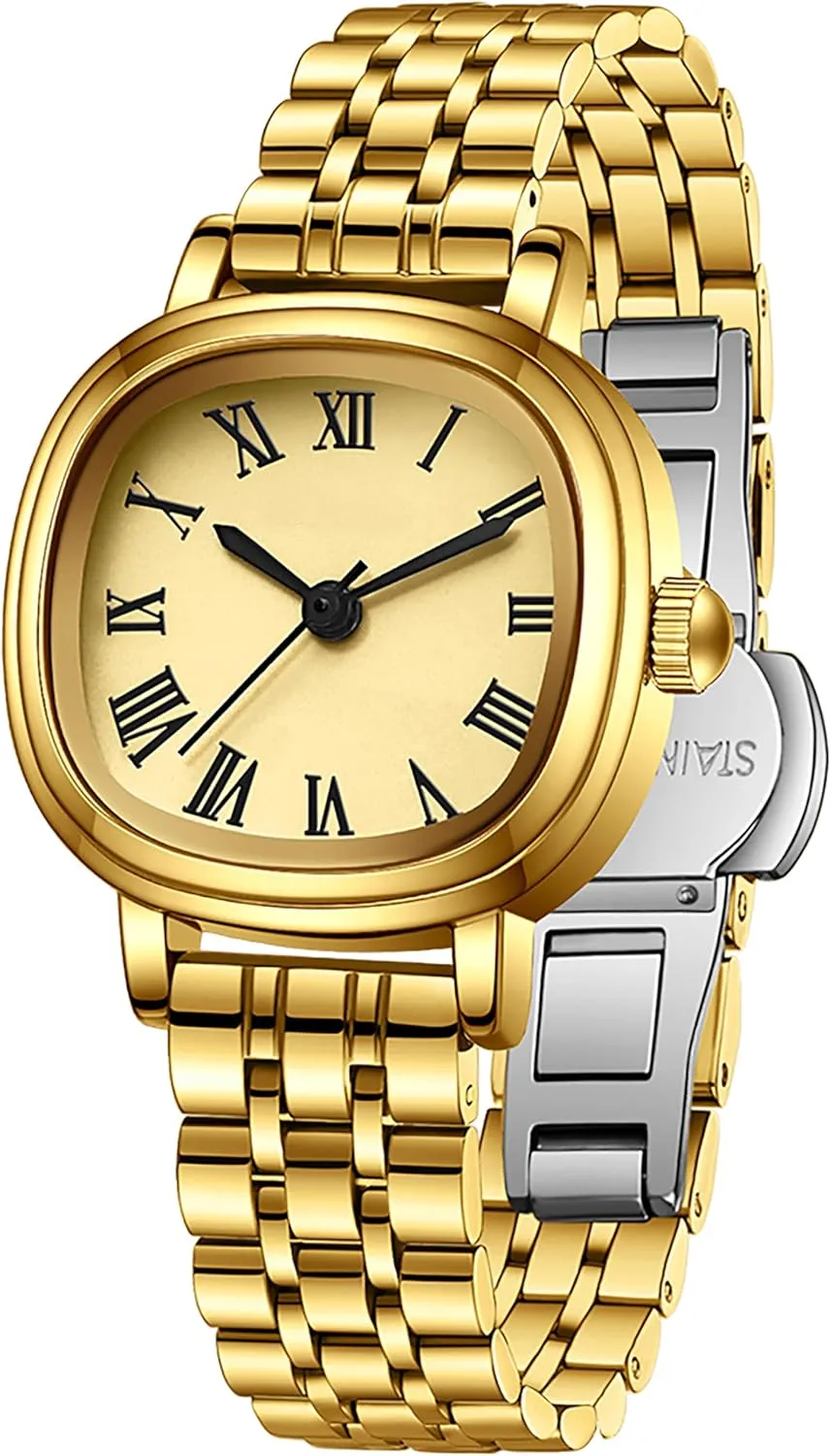Gold Watches hairy heal motivation for Women Dainty Luxury Retro Vintage Designer Square Dial with Roman Numerals Easy to Read Reloj para Mujer findtime 