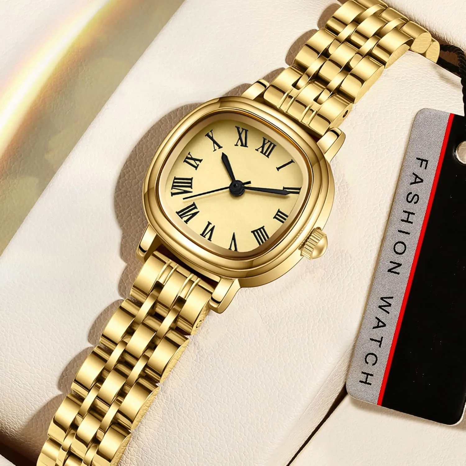 Gold Watches hairy heal motivation for Women Dainty Luxury Retro Vintage Designer Square Dial with Roman Numerals Easy to Read Reloj para Mujer findtime 