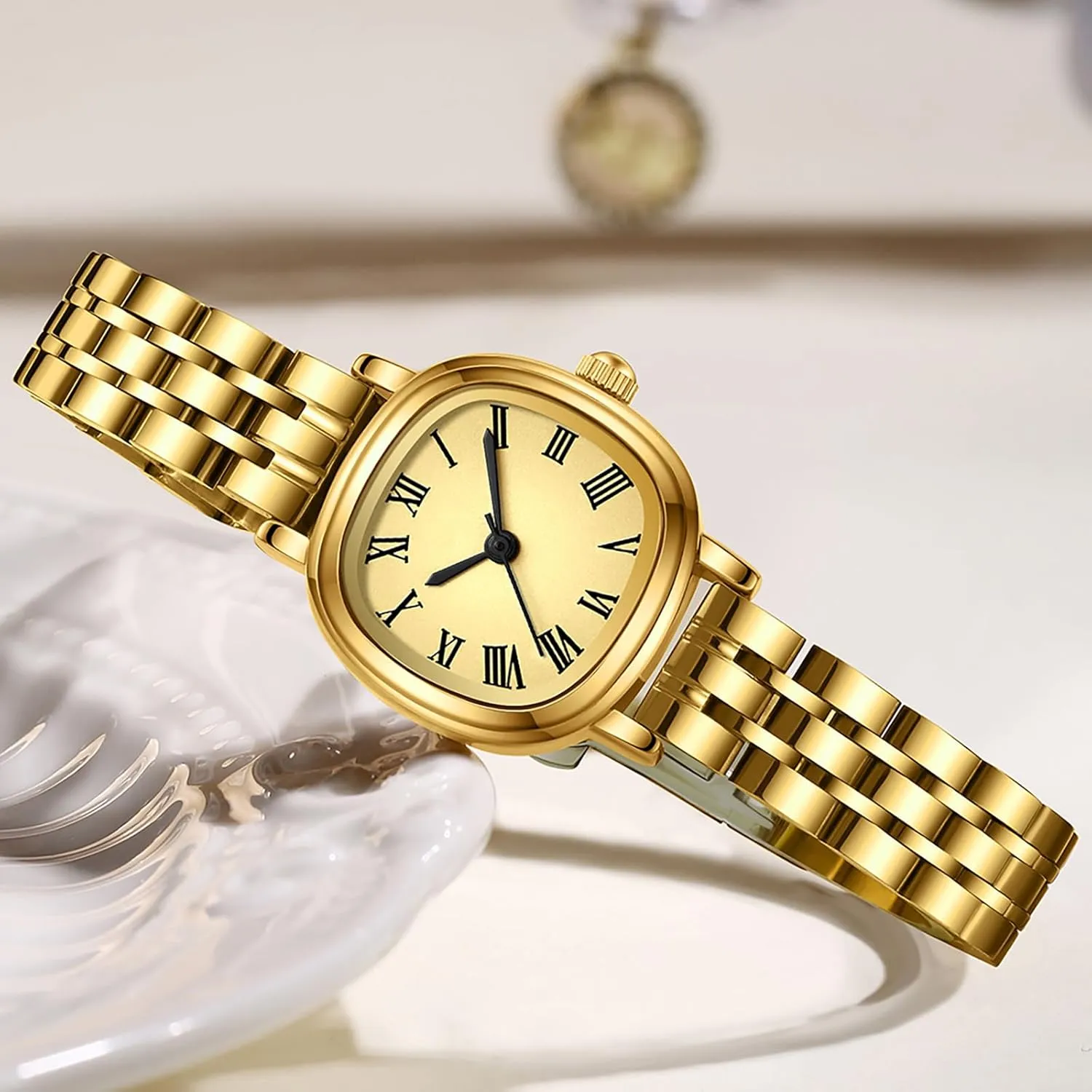 Gold Watches hairy heal motivation for Women Dainty Luxury Retro Vintage Designer Square Dial with Roman Numerals Easy to Read Reloj para Mujer findtime 